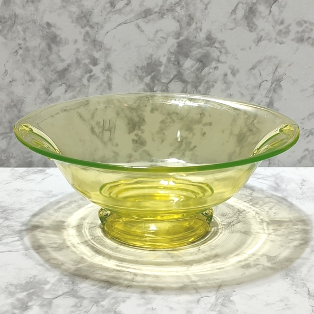 Imperial Vaseline Glass double scroll bowl